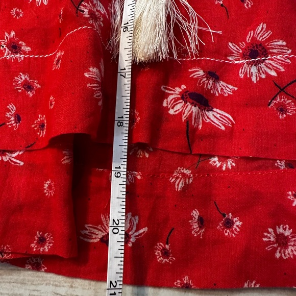Free People Daisy Print Red Peasant Blouse size Medium - Picture 8 of 12